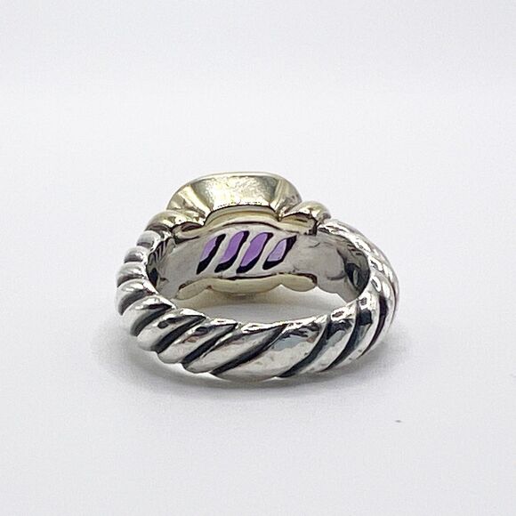David Yurman Amethyst Noblesse Ring 14k Yellow Gold Sterling Silver Cable Size 5 - Picture 7 of 12